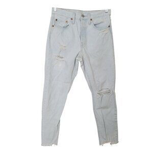 Levis Premium Skinny Jeans Womens Tag W27 L28 (measured W29 L27) Blue Distressed